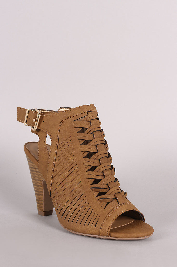 City Classified Woven Slashed Open Toe Mule Heel