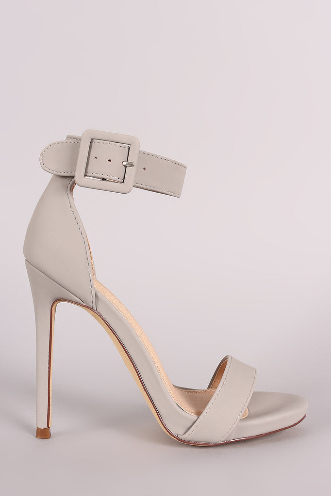 Nubuck Buckled Ankle Strap Stiletto Heel