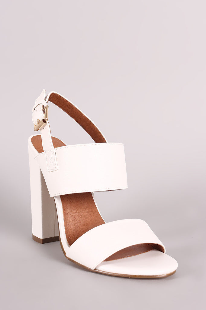 Double Band Open Toe Slingback Chunky Heel