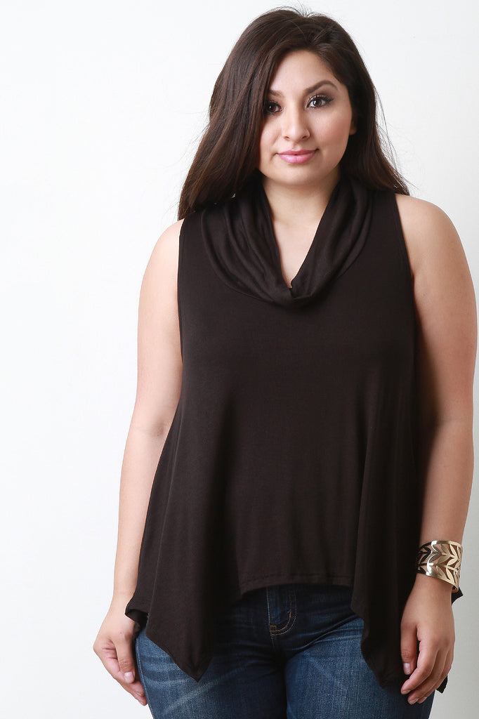 Cowl Neck Shark Bite Hem Top