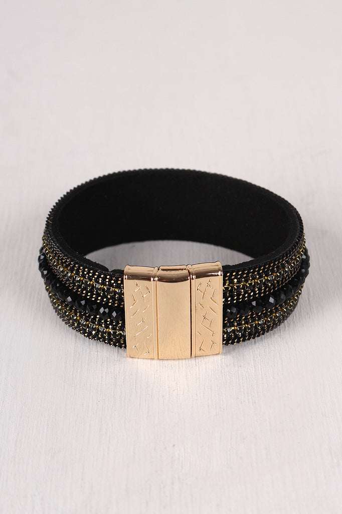 Magnetic Vegan Suede Embellished Cuff