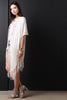 Contrast Crochet Trim Fringe Cocoon Kimono