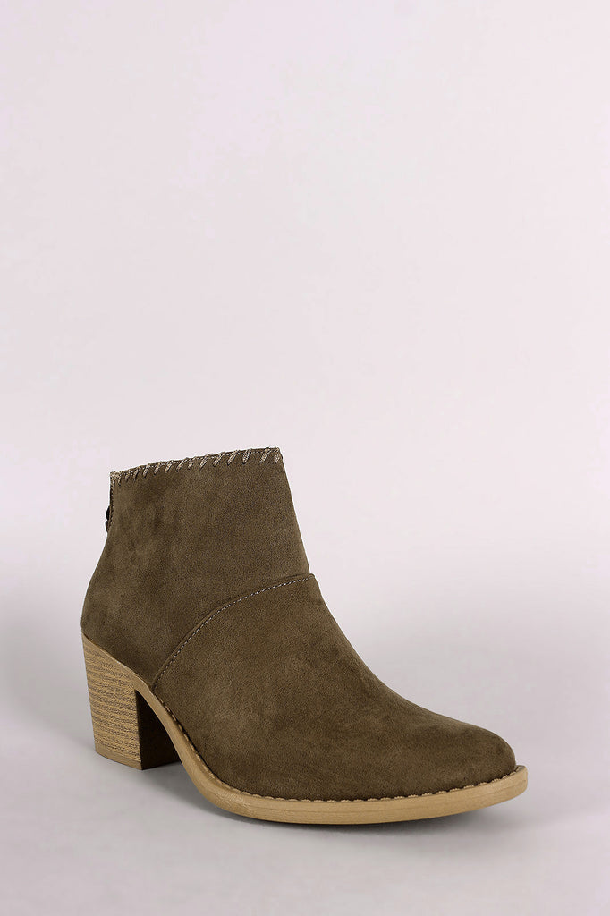 Qupid Suede Almond Toe Tassel Booties