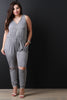 Adjustable Zippered V-Neckline Knit Jumpsuit