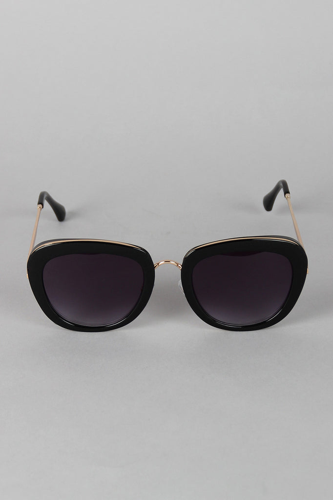 Mod Rectangular Cat Eye Wire Bridge Sunglasses