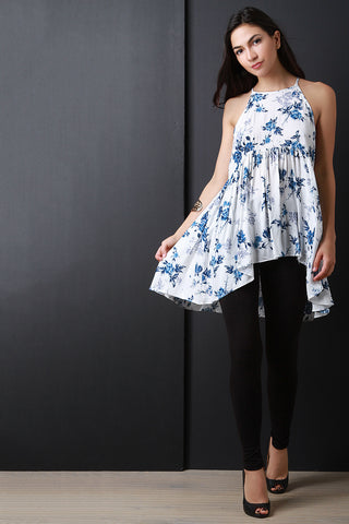 Floral Empire Waist High-Low Top