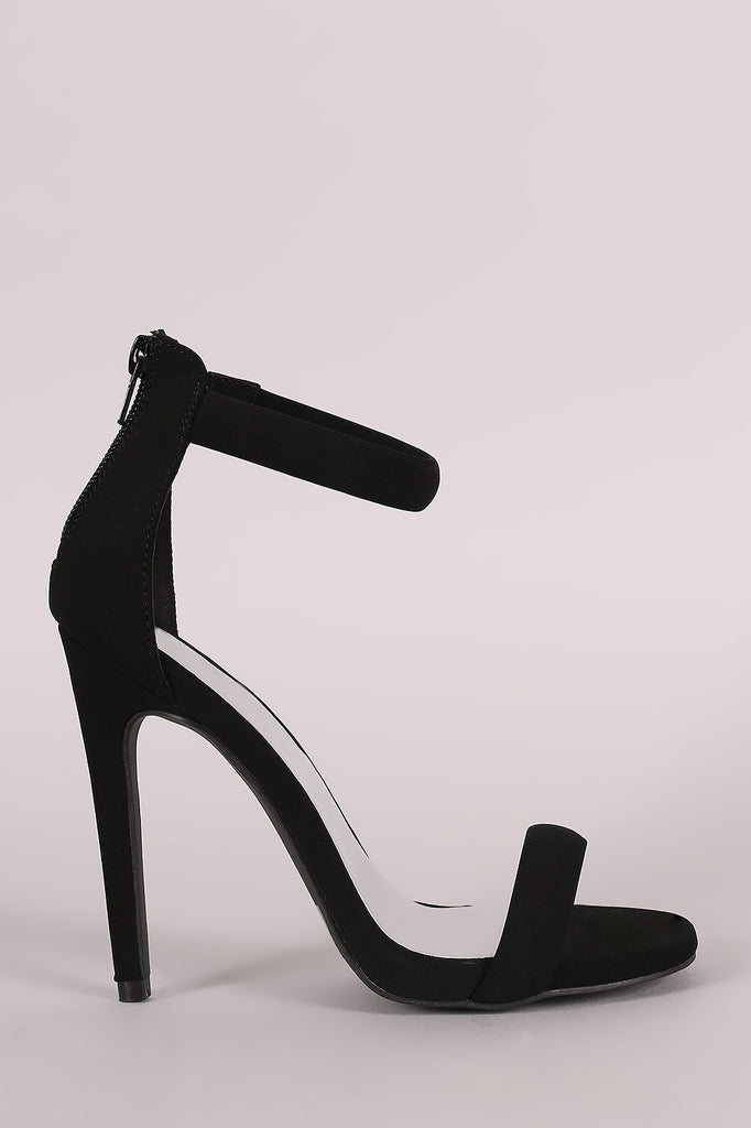 Qupid Nubuck Ankle Strap Open Toe Heel