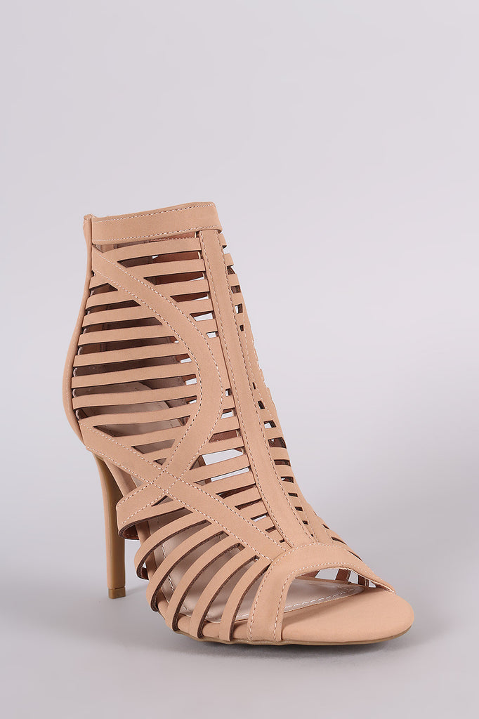 Anne Michelle Caged Cutout Peep Toe Stiletto Heel