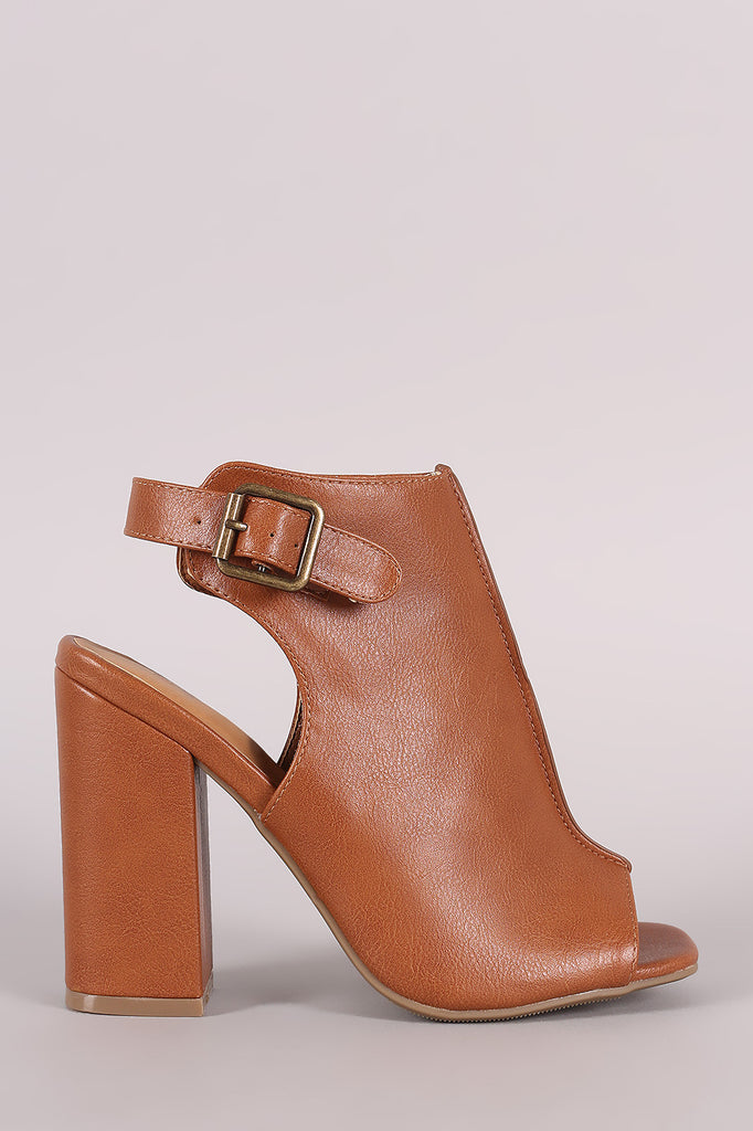 Wild Diva Lounge Peep Toe Chunky Heeled Mule Booties