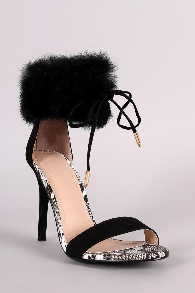 Shoe Republic LA Furry Ankle Cuff One Band Stiletto Heel