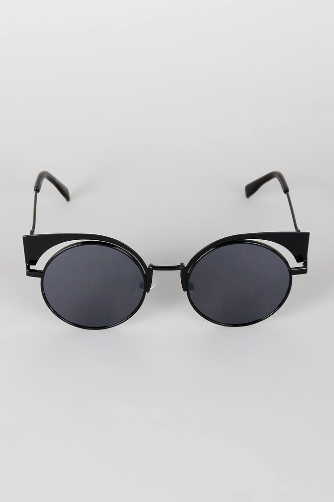 Metallic Cat Eye Round Sunglasses