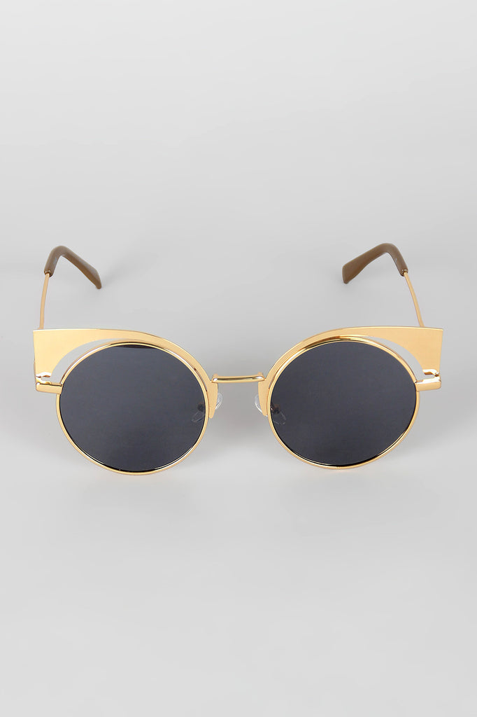 Metallic Cat Eye Round Sunglasses