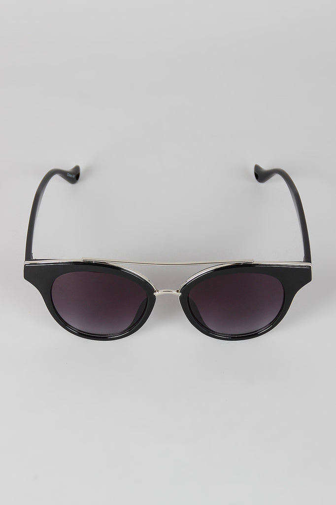 Double Bridge Contrast Cat Eye Sunglasses