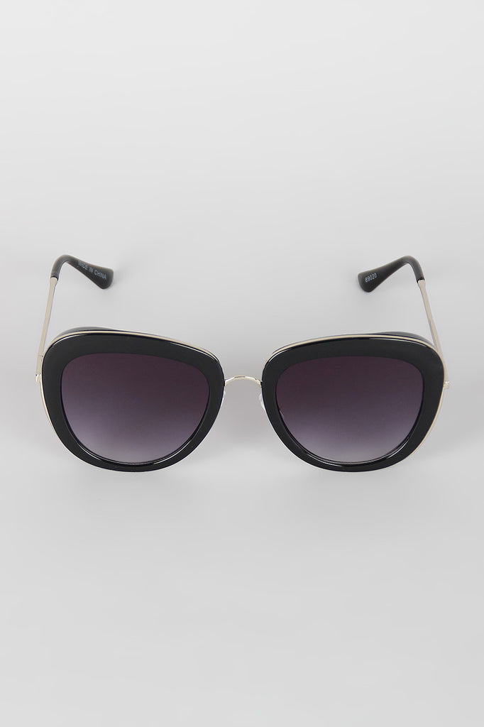 Rectangular Mod Contrast Sunglasses