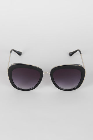 Rectangular Mod Contrast Sunglasses