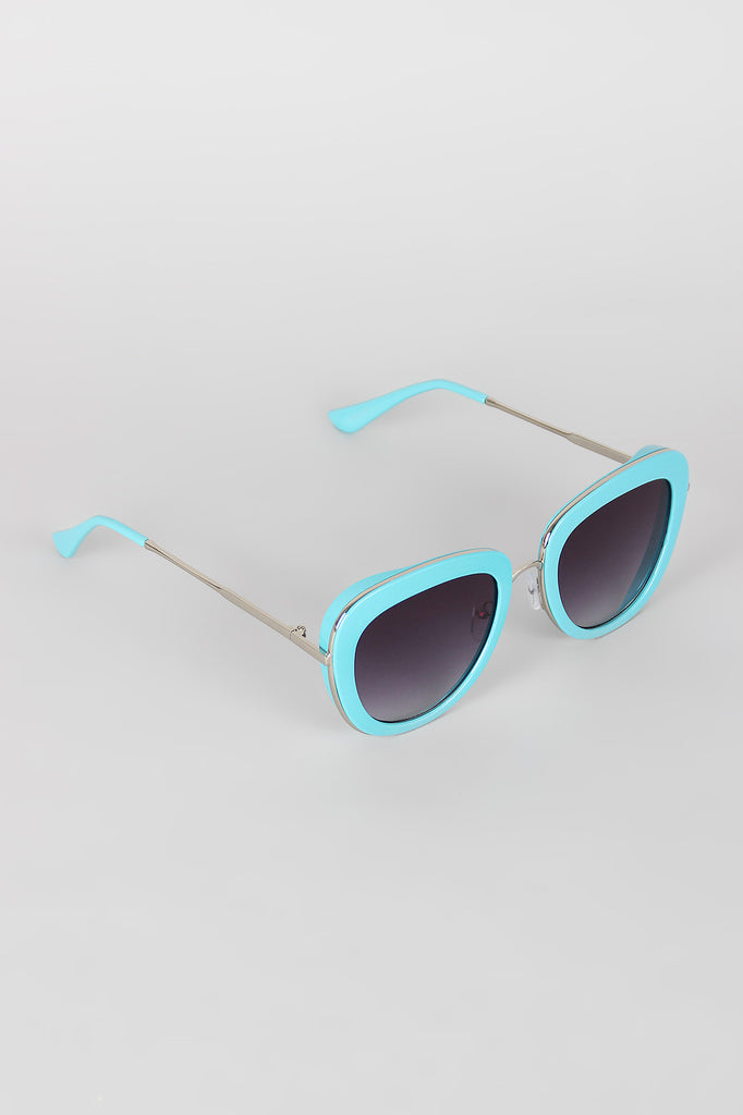 Rectangular Mod Contrast Sunglasses