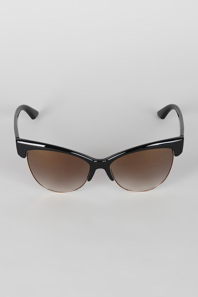 Semi-Rimless Wild Cat Textured Sunglasses