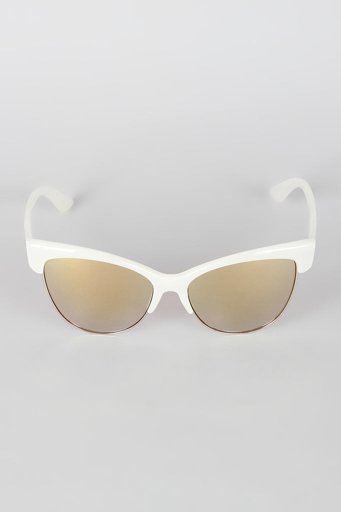 Semi-Rimless Wild Cat Textured Sunglasses