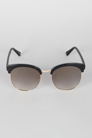 Wide Round Semi-Rimless Sunglasses