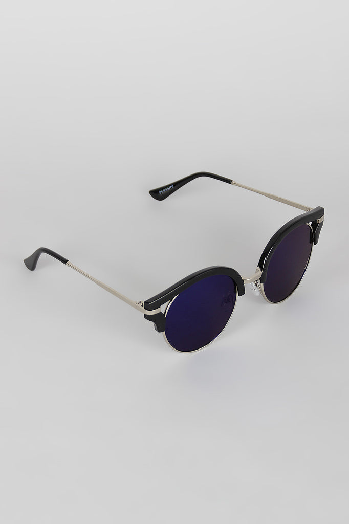 Round Semi-Rimless Cat Eye Sunglasses