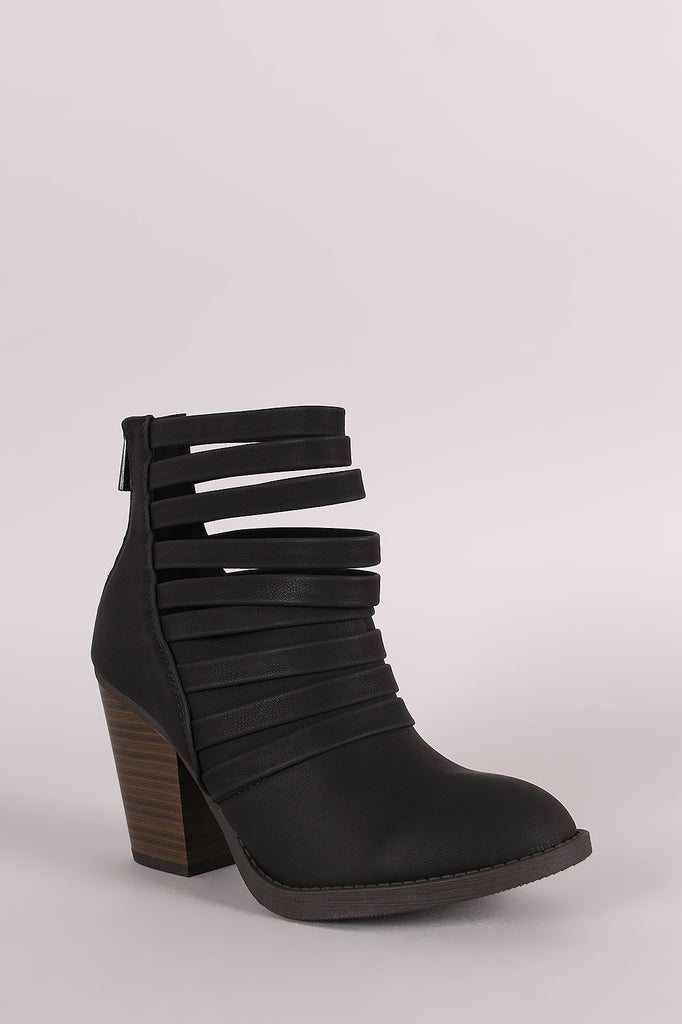 Soda Strappy Cuff Chunky Heeled Booties