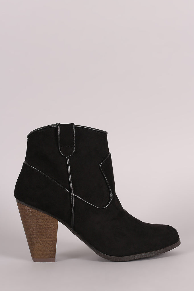 Qupid Suede Stitch Trim Zip-Up Booties