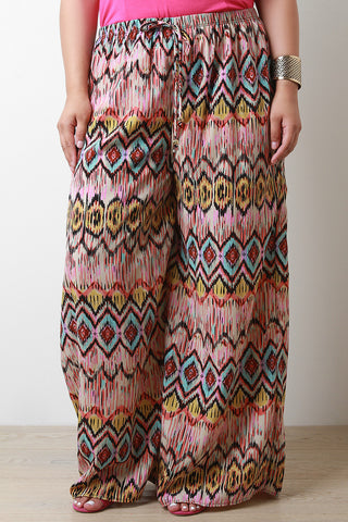 Geo Pattern Wide Leg Pants