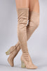 Suede Chunky Lucite Heeled Over-The-Knee Boots