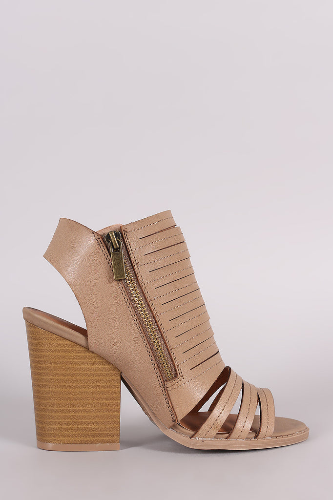 Qupid Slashed Chunky Mule Heel