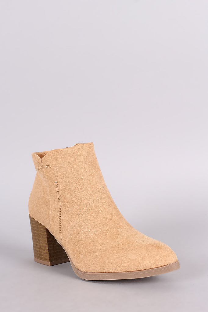 Qupid Suede Side Stitch Zip-Up Booties