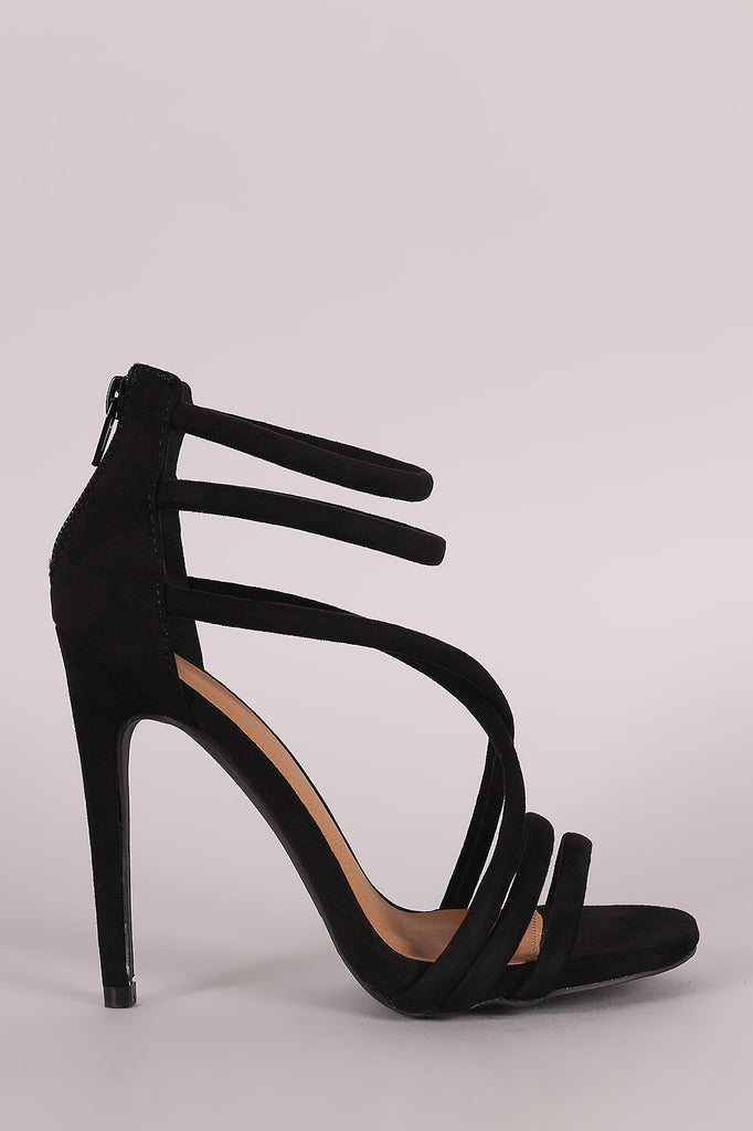 Qupid Suede Crisscross Straps Stiletto Heel