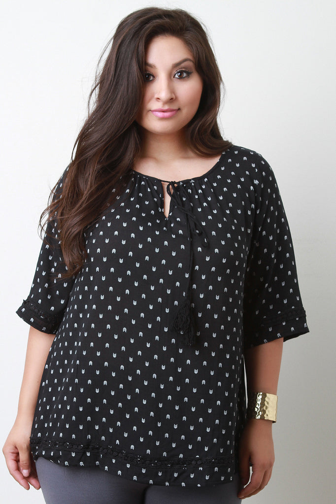 Arrow Print Peasant Top