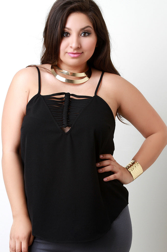 Knotted V-Neck Spaghetti Strap Top