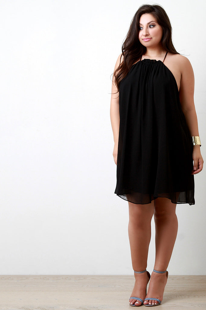 Solid Chiffon Ruffle Detail Dress