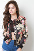 Charmeuse Floral Zip Accent Bomber Jacket