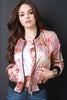 Charmeuse Floral Zip Accent Bomber Jacket