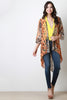 Rosette And Leopard Chiffon Open Front Cardigan