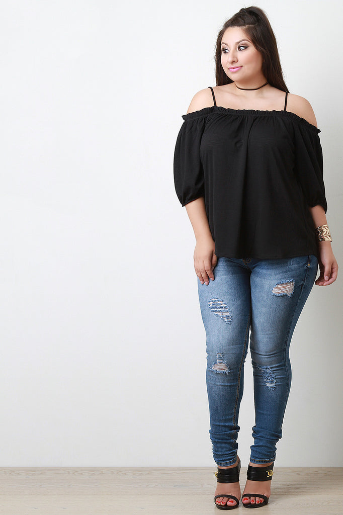 Cold Shoulder High Low Hem Top