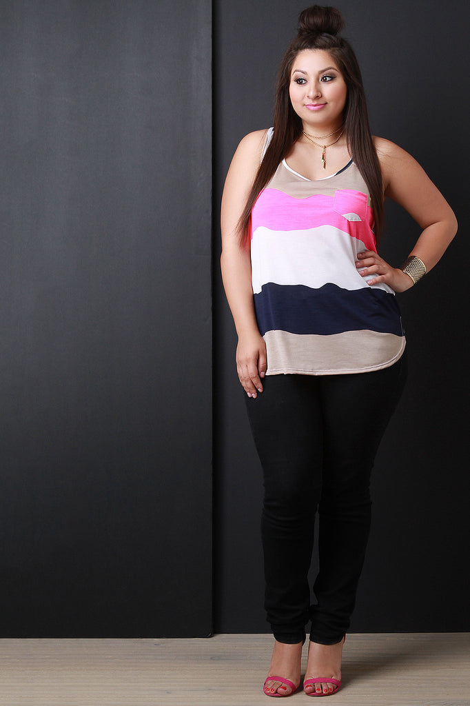 Striped Racerback Pocket Tank