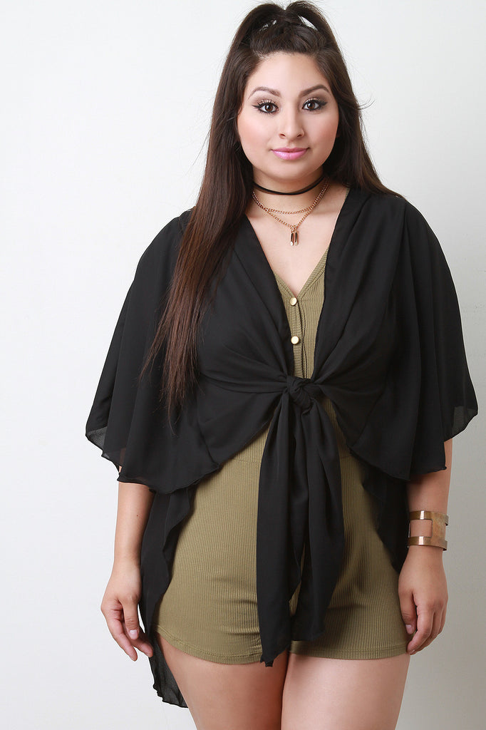 Dolman Sleeve Front Tie High-Low Top