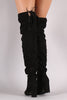 Suede Tassel Drawstring Chunky Heeled Over-The-Knee Boots