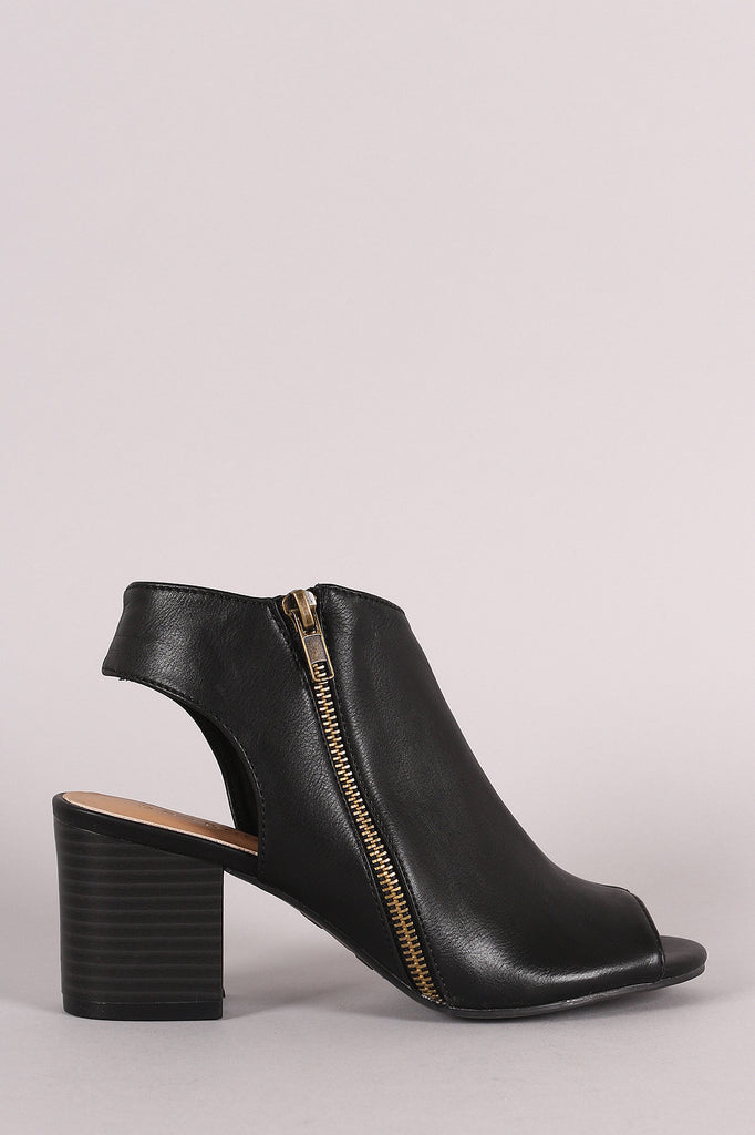 Bamboo Peep Toe Block Heel Bootie