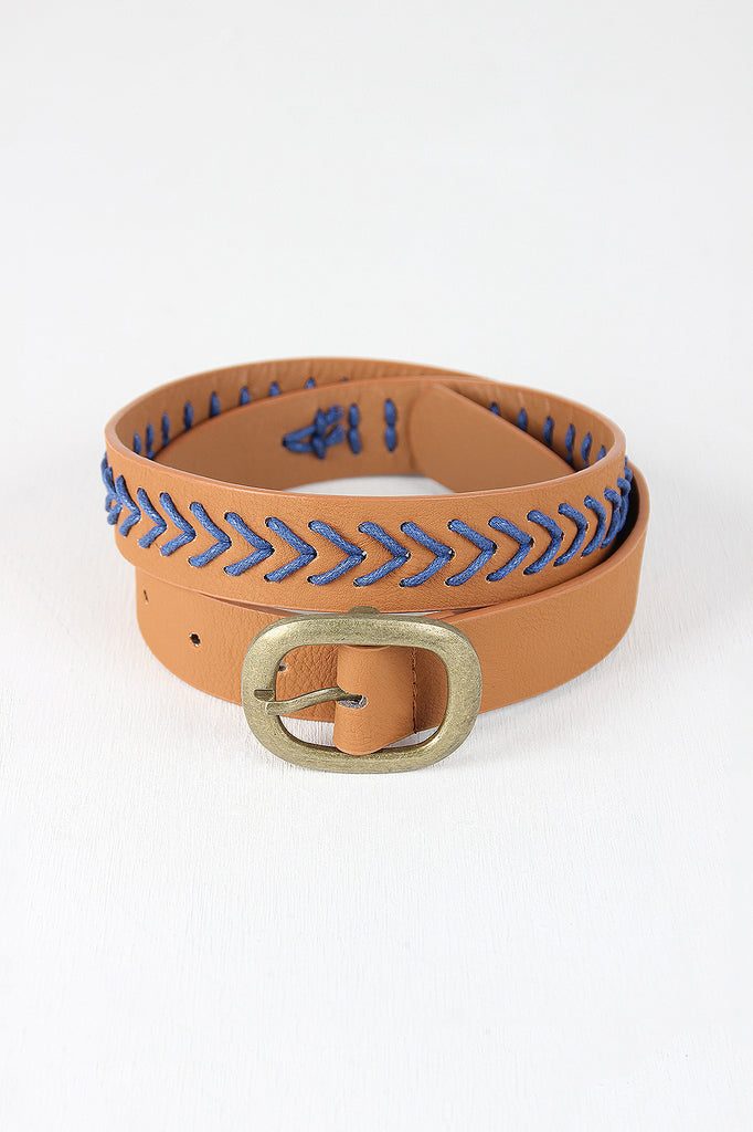 Woven Contrast Vegan Leather Belt