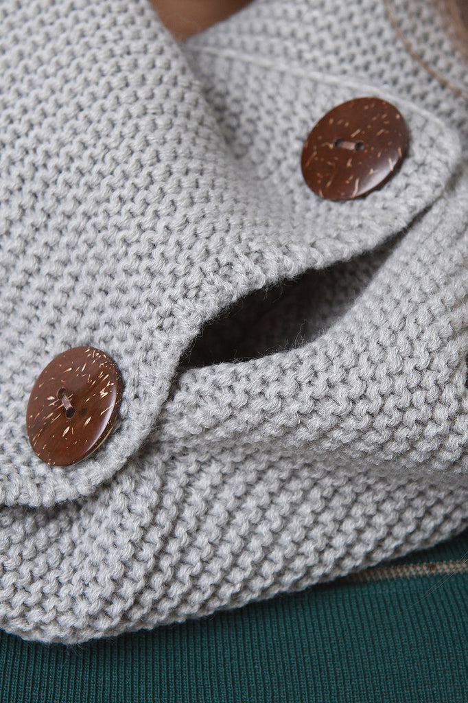 Knitted Button Infinity Scarf