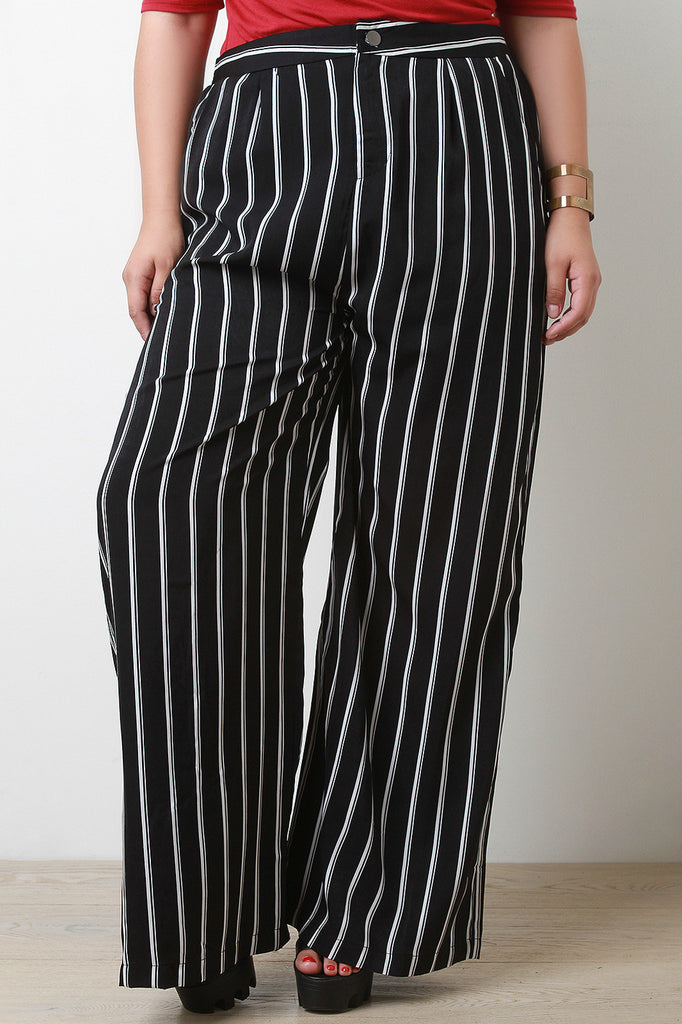 High Waisted Stripe Wide Leg Pants