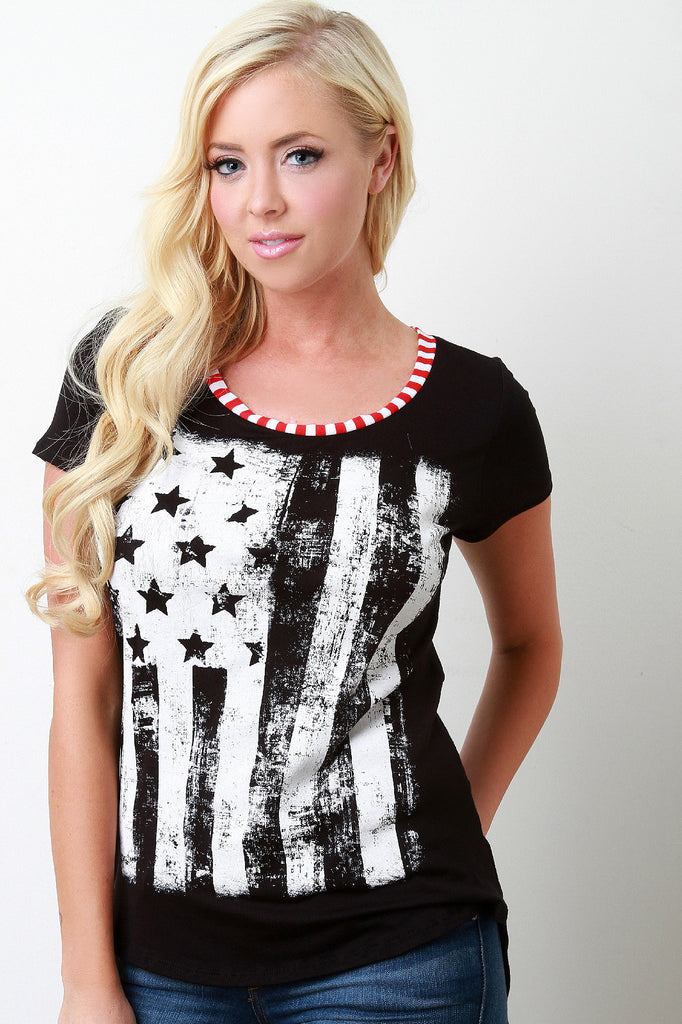 American Flag Graphic Print Tee