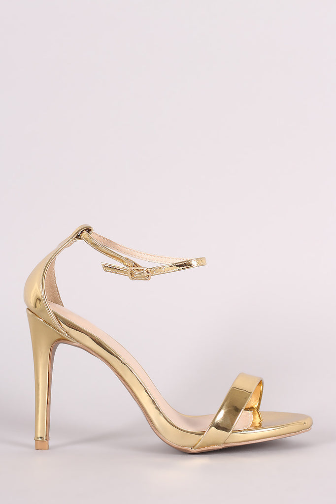 Qupid Metallic Open Toe Dress Heel