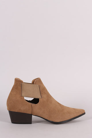 Suede Pointy Toe Elastic Gore Western Booties