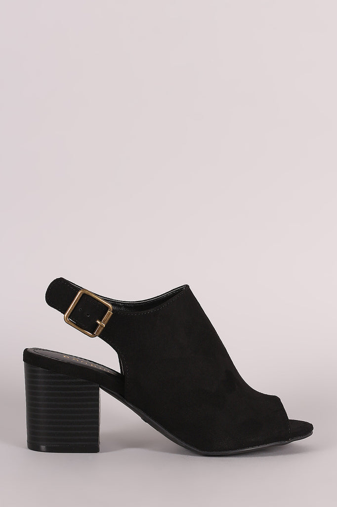 Bamboo Suede Slingback Chunky Mule Heel