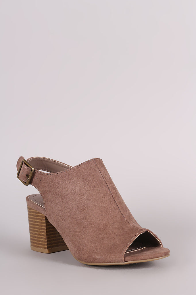 Bamboo Suede Slingback Chunky Mule Heel